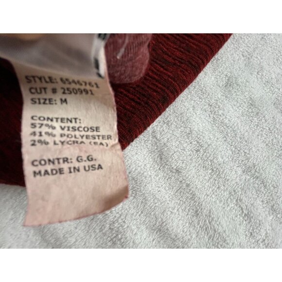 Cut Loose Womens Red Black Textured Long Sleeve Boat Neck Top Size Medium Casual - Picture 5 of 8